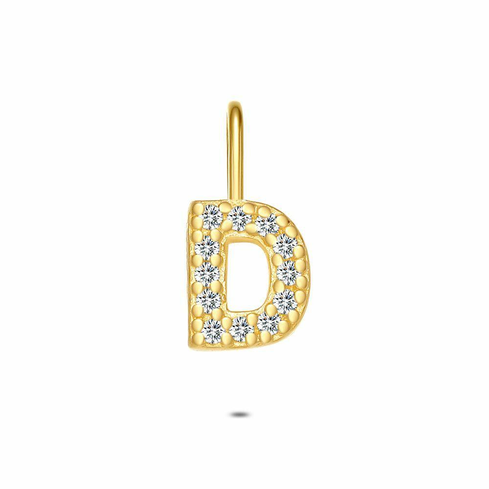 Pendants | 18Ct Gold Plated Silver Pendant, Letter D With Stones Pendants Pendants