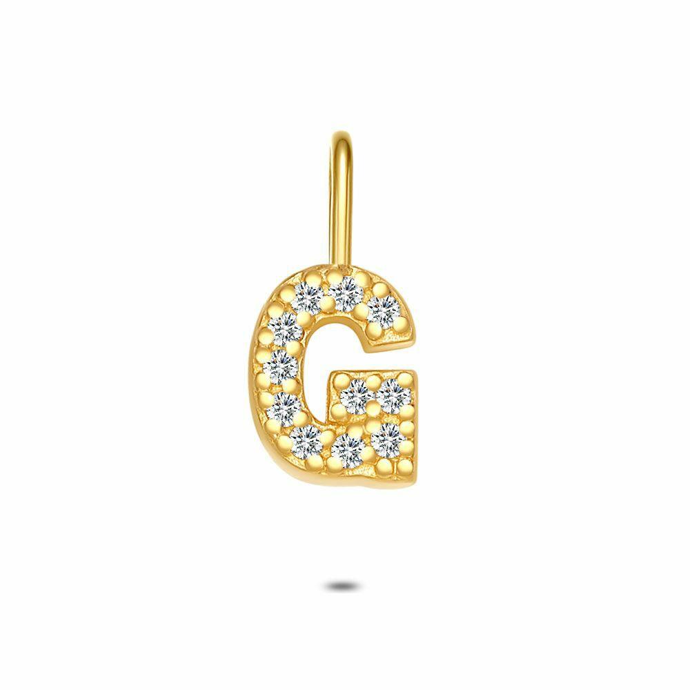 Pendants | 18Ct Gold Plated Silver Pendant, Letter G With Stones Pendants Pendants