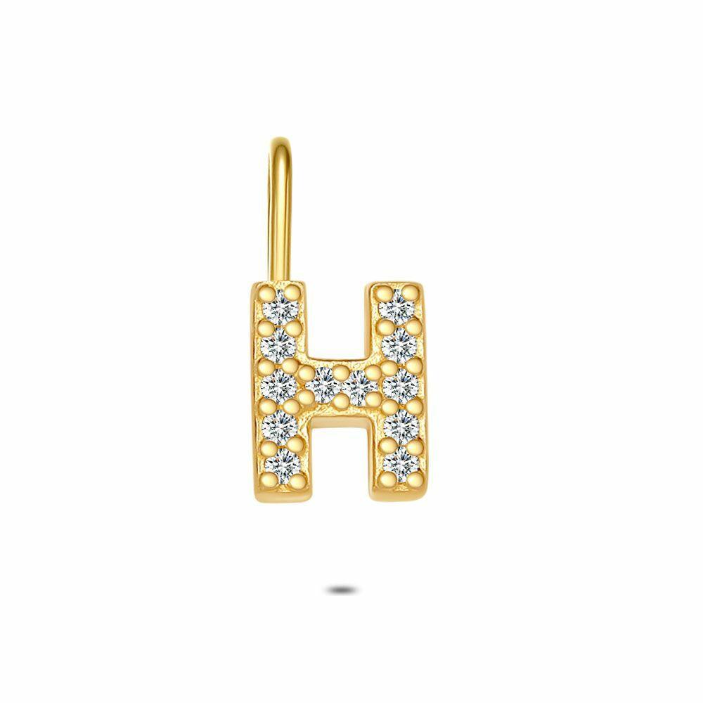 Pendants | 18Ct Gold Plated Silver Pendant, Letter H With Stones Pendants Pendants