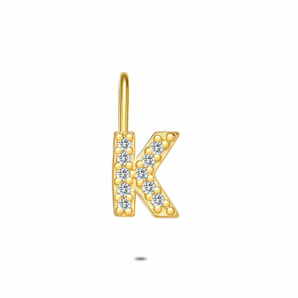 Pendants | 18Ct Gold Plated Silver Pendant, Letter K With Stones Pendants Pendants