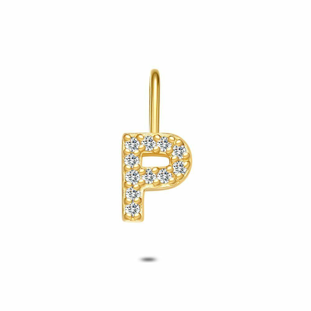 Pendants | 18Ct Gold Plated Silver Pendant, Letter P With Stones Pendants Pendants