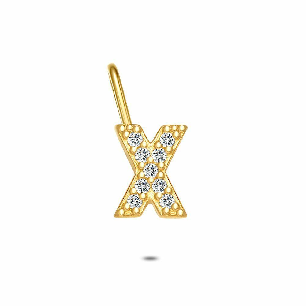 Pendants | 18Ct Gold Plated Silver Pendant, Letter X With Stones Pendants Pendants