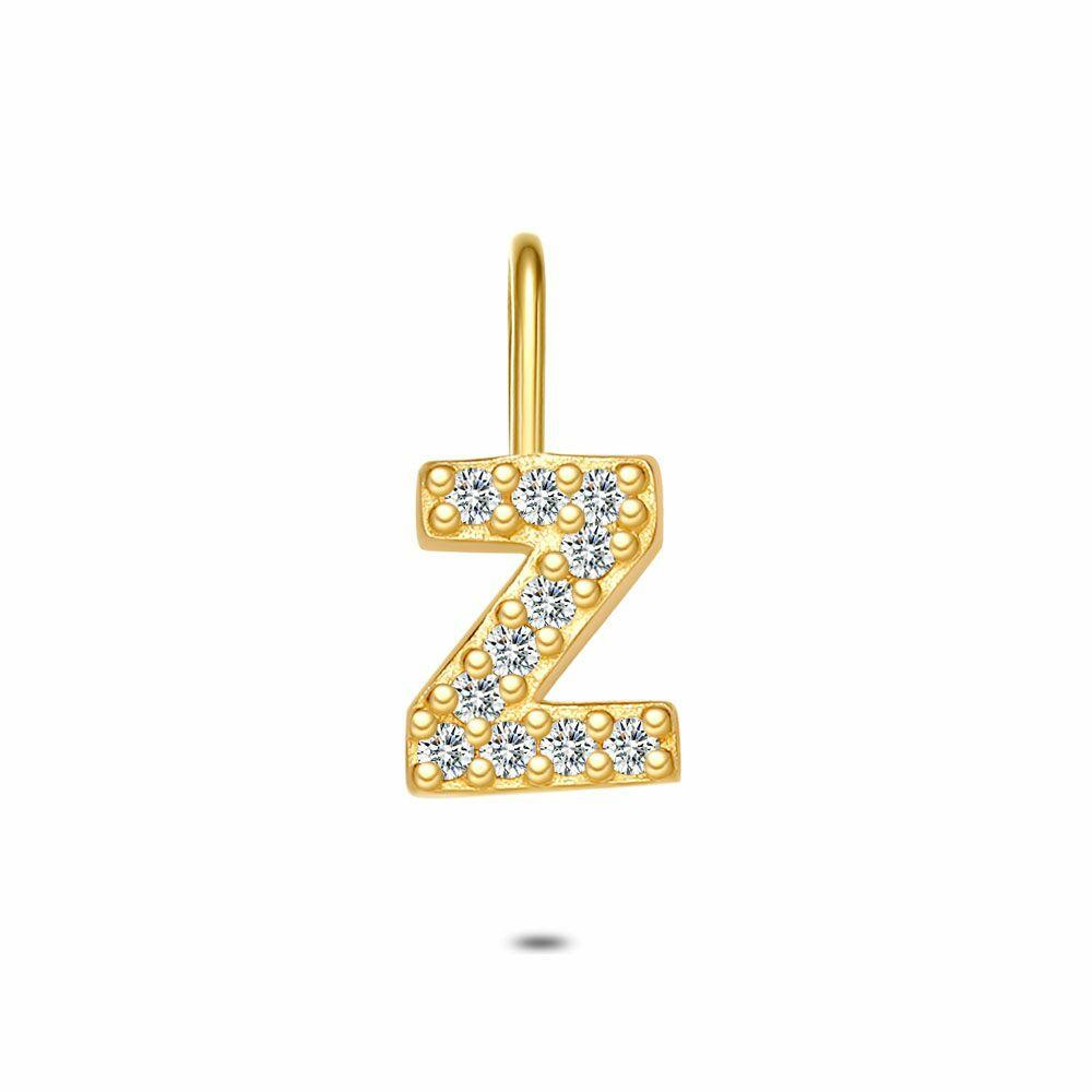 Pendants | 18Ct Gold Plated Silver Pendant, Letter Z With Stones Pendants Pendants