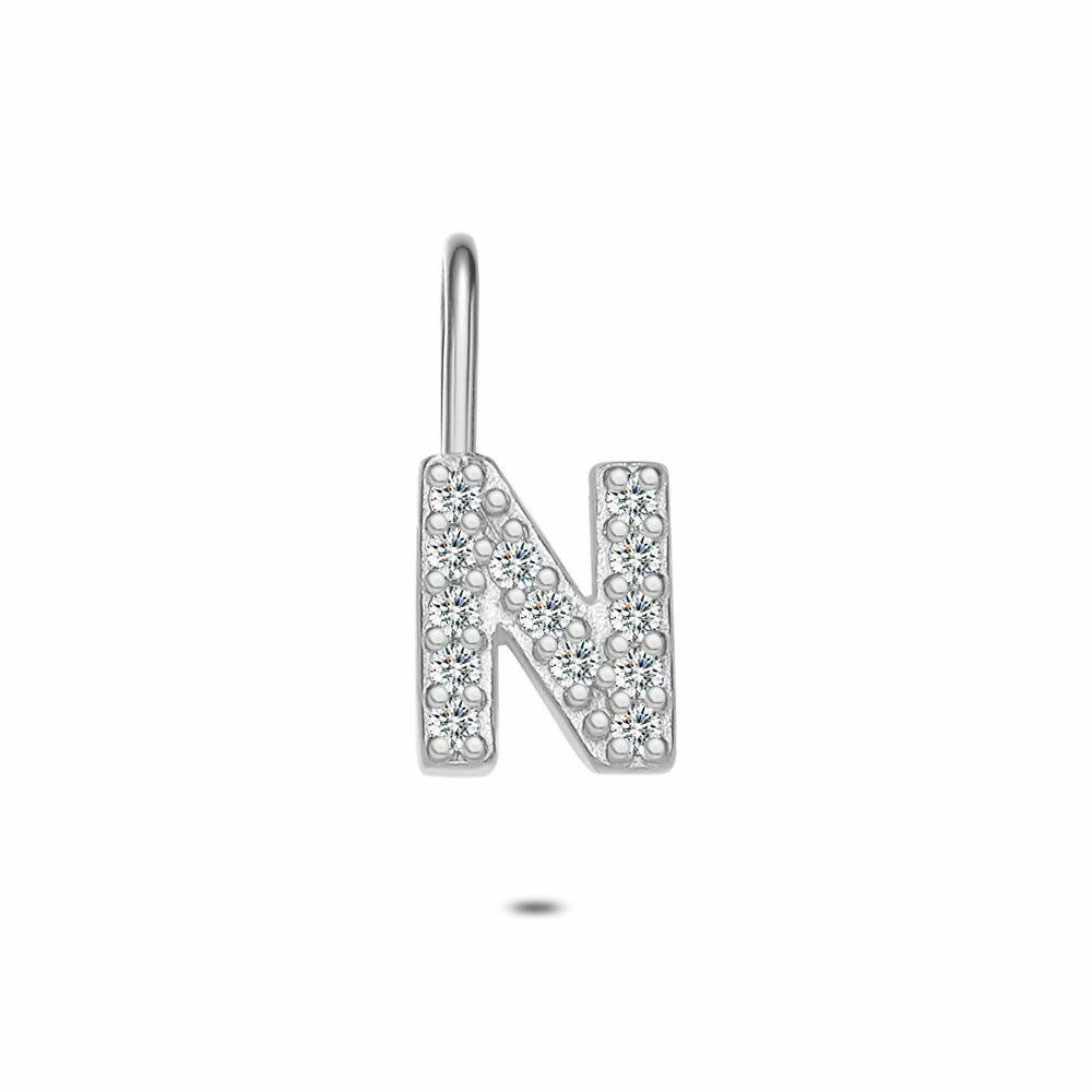 Pendants | Silver Pendant, Letter N With Stones Pendants Pendants