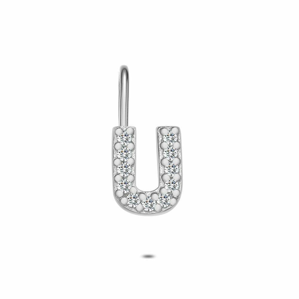 Pendants | Silver Pendant, Letter U With Stones Pendants Pendants