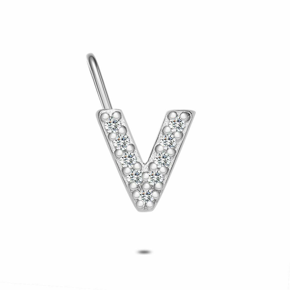 Pendants | Silver Pendant, Letter V With Stones Pendants Pendants