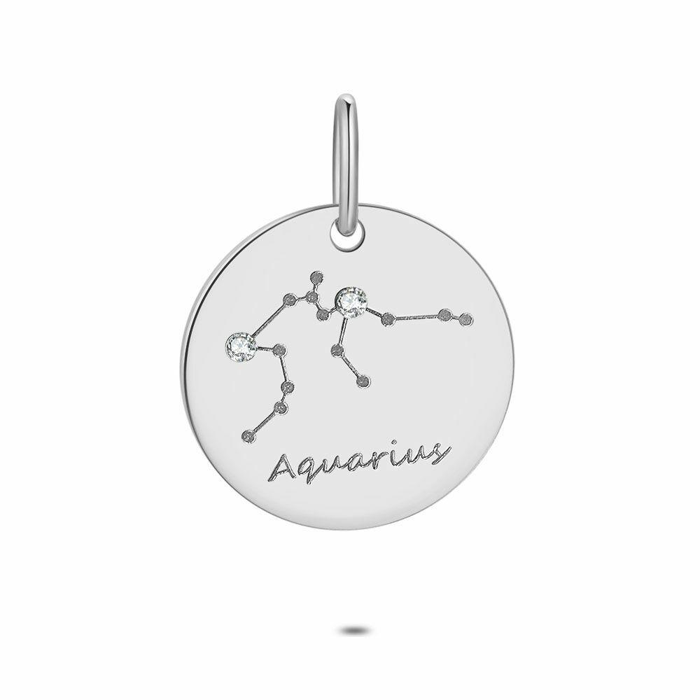 Pendants | Silver Pendant, Round With Horoscope, Aquarius Pendants Pendants