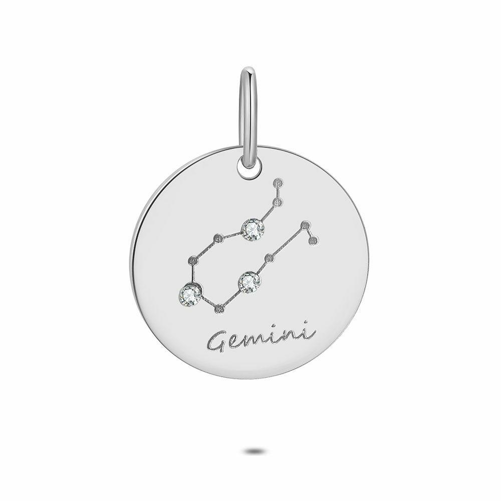 Pendants | Silver Pendant, Round With Horoscope, Gemini Pendants Pendants