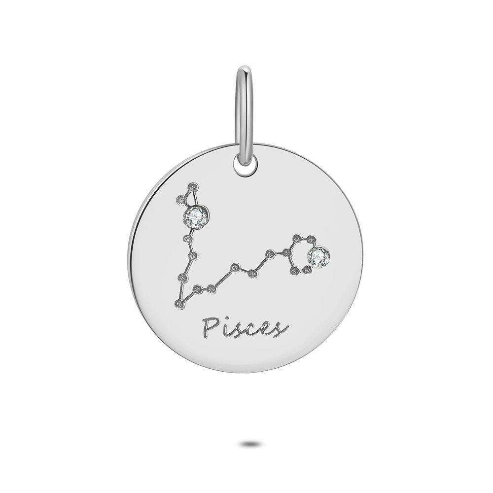 Pendants | Silver Pendant, Round With Horoscope, Pisces Pendants Pendants