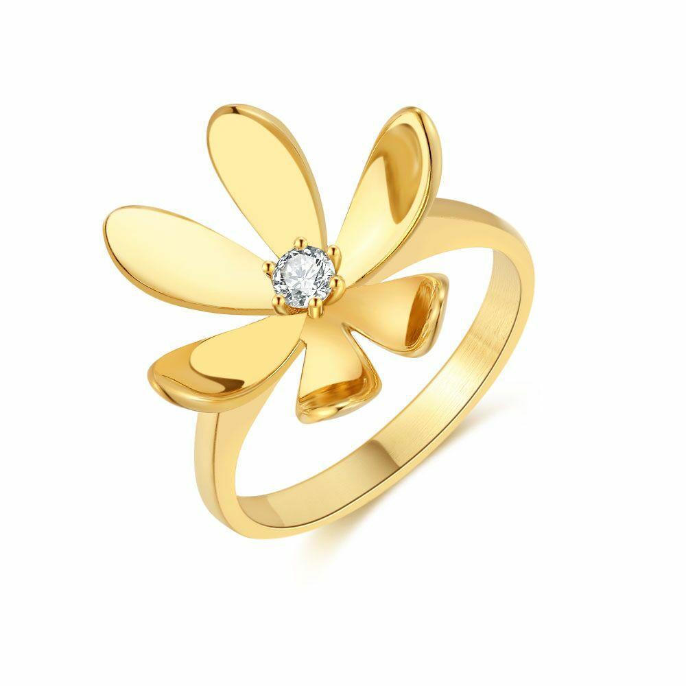 Rings | 18Ct Gold Plated Silver Ring, Big Flower Rings Rings