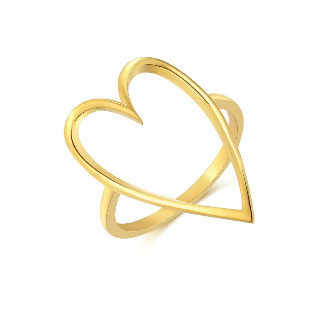 Rings | 18Ct Gold Plated Silver Ring, Big Heart Rings Rings