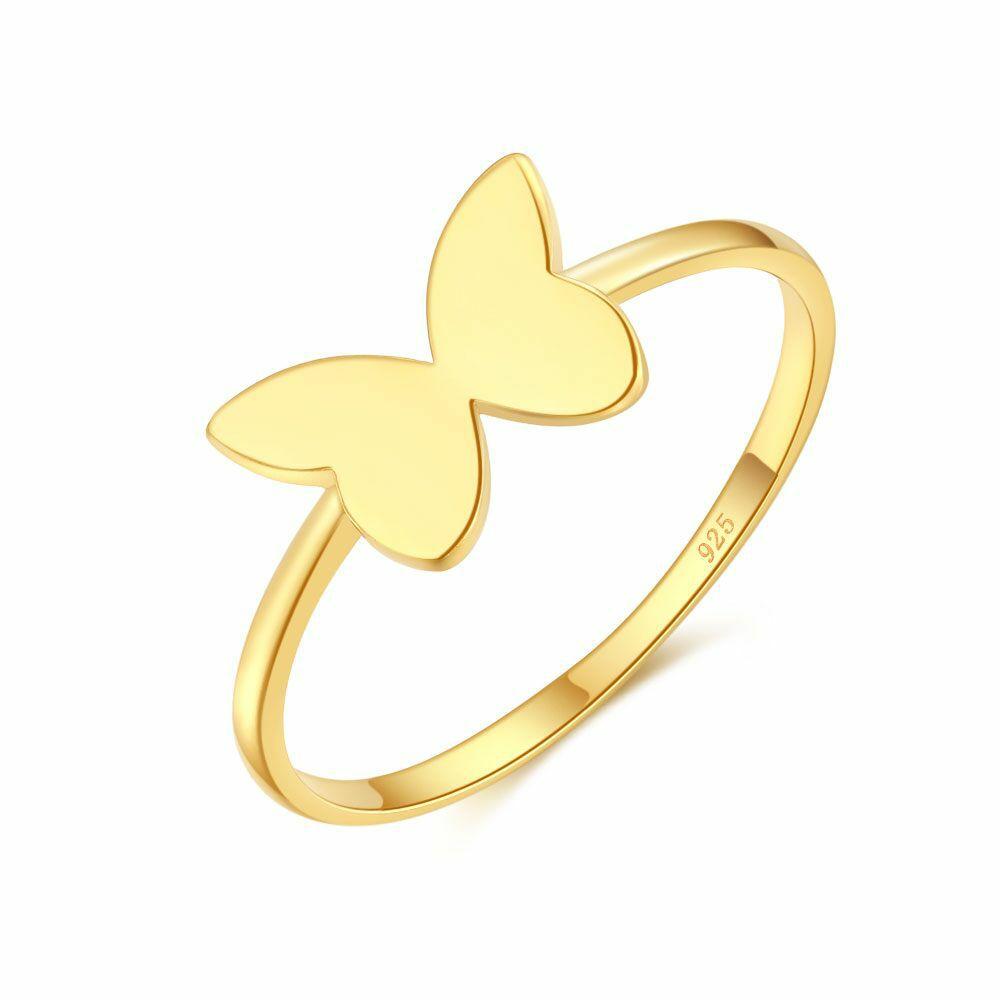 Rings | 18Ct Gold Plated Silver Ring, Butterfly Rings Rings