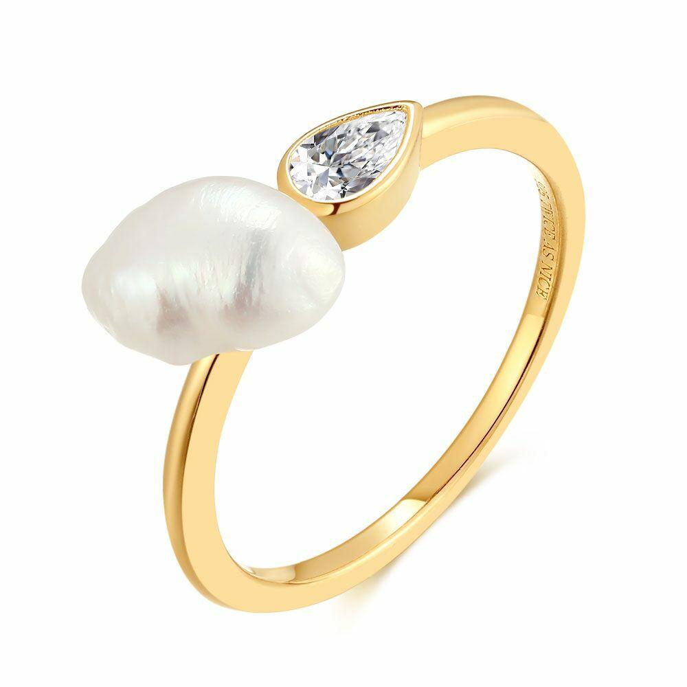 Rings | 18Ct Gold Plated Silver Ring, Fresh Water Pearl Rings Rings