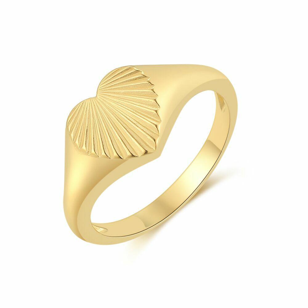 Rings | 18Ct Gold Plated Silver Ring, Heart Rings Rings