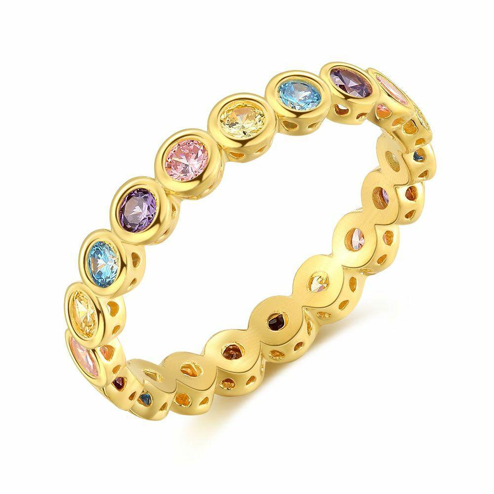 Rings | 18Ct Gold Plated Silver Ring, Multi Colour Rings Rings