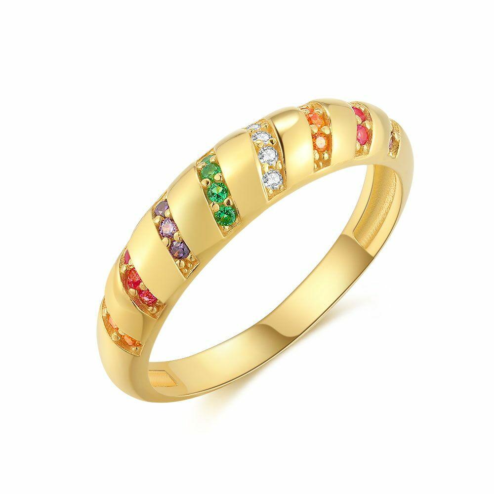 Rings | 18Ct Gold Plated Silver Ring, Multi Colour Rings Rings