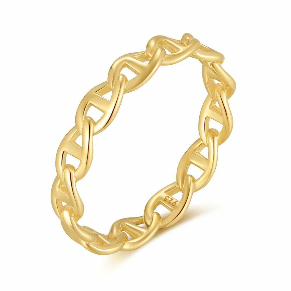 Rings | 18Ct Gold Plated Silver Ring, Oval Links Rings Rings