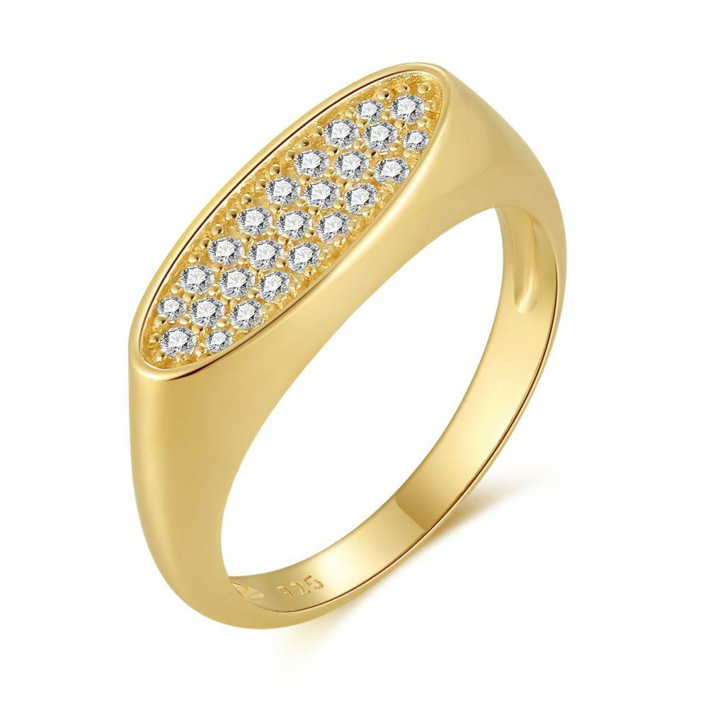 Rings | 18Ct Gold Plated Silver Ring, Oval, Stones Rings Rings