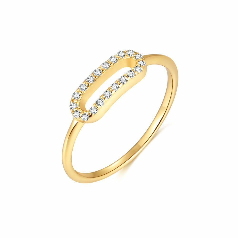 Rings | 18Ct Gold Plated Silver Ring, Oval, Stones Rings Rings