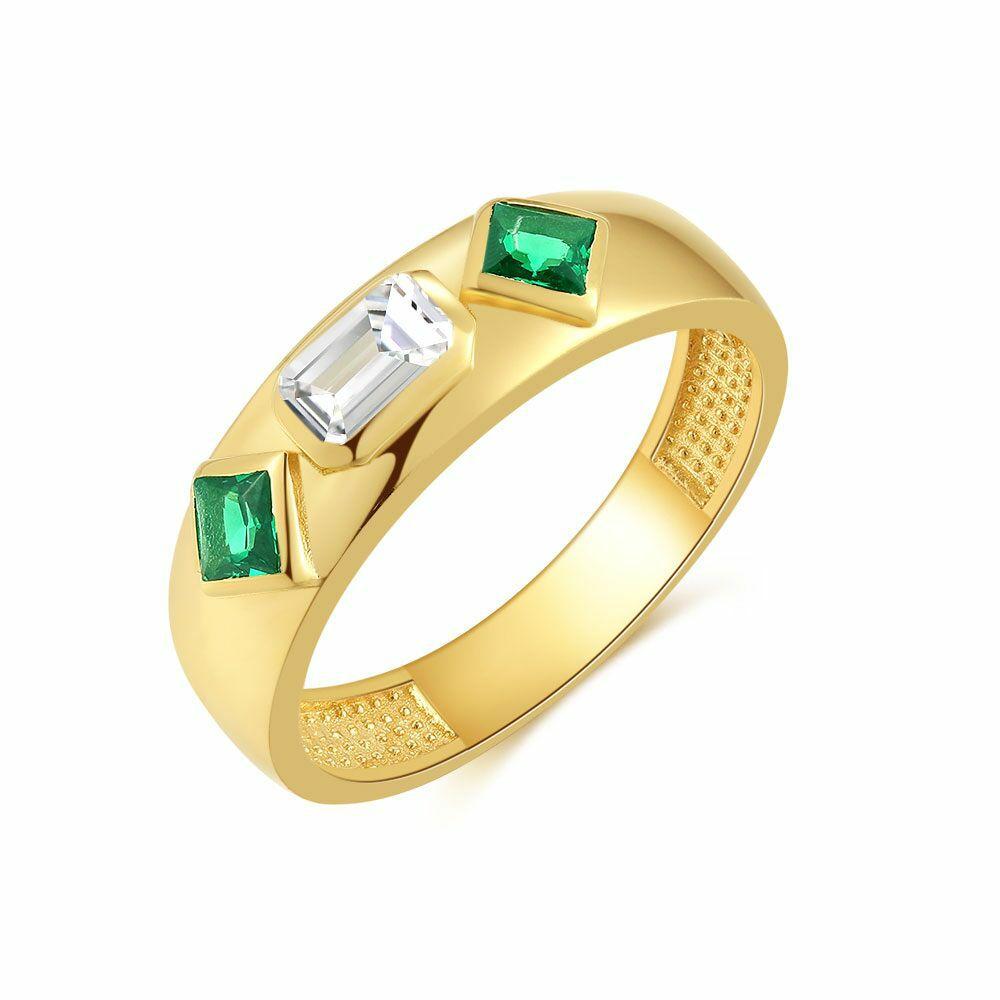 Rings | 18Ct Gold Plated Silver Ring, White And Green Rings Rings