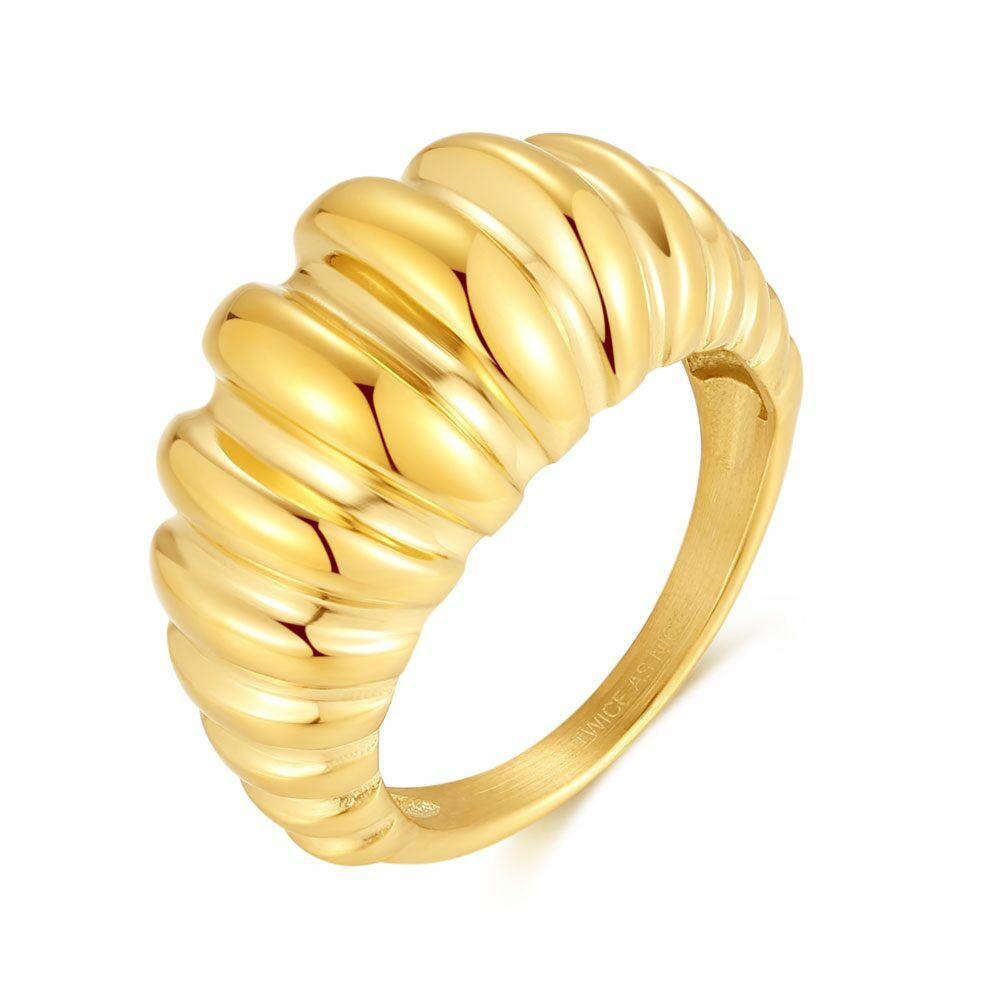 Rings | Gold-Coloured Stainless Steel Ring, Croissant Rings Rings