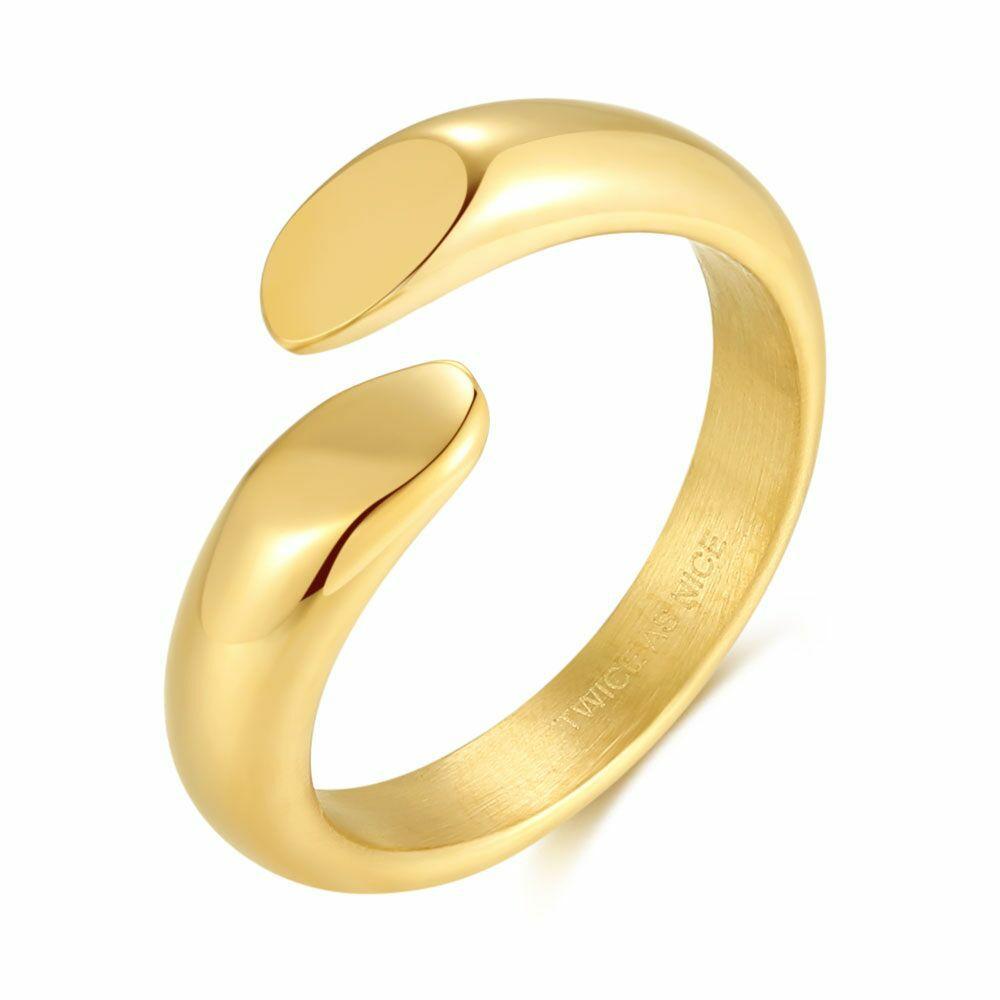 Rings | Gold-Coloured Stainless Steel Ring, Crossed Open Ring Rings Rings