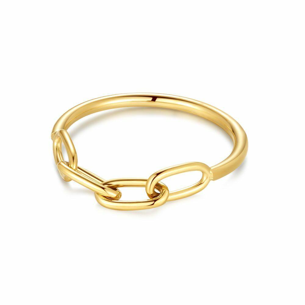 Rings | Gold-Coloured Stainless Steel Ring, Oval Links Rings Rings