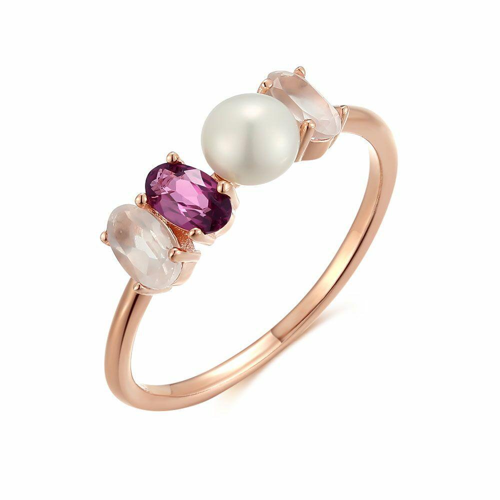 Rings | Rosé Silver Ring, Pearl, Purple And Pink Stones Rings Rings