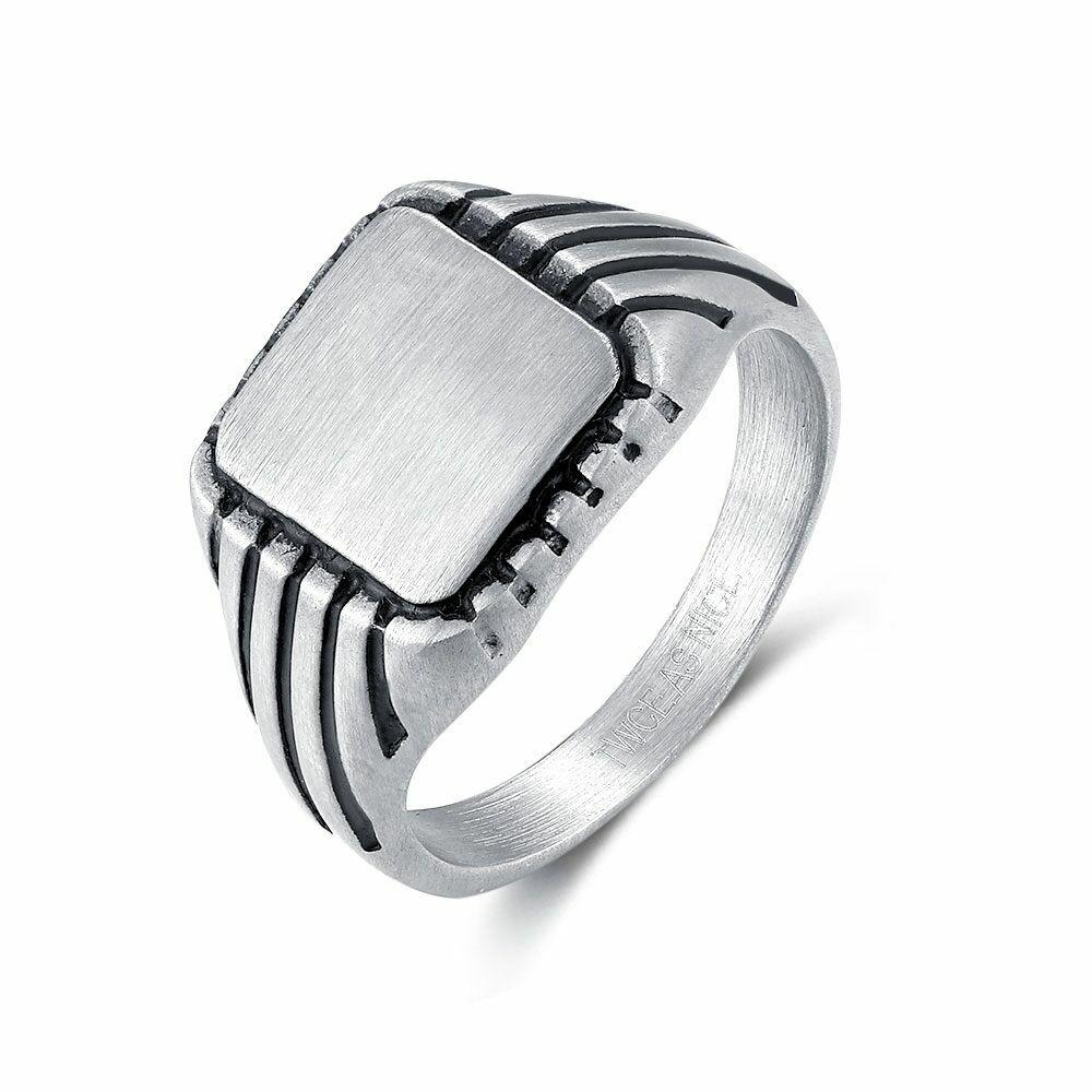 Rings | Stainless Steel Ring, Plate, Black Stripes. Mens Mens