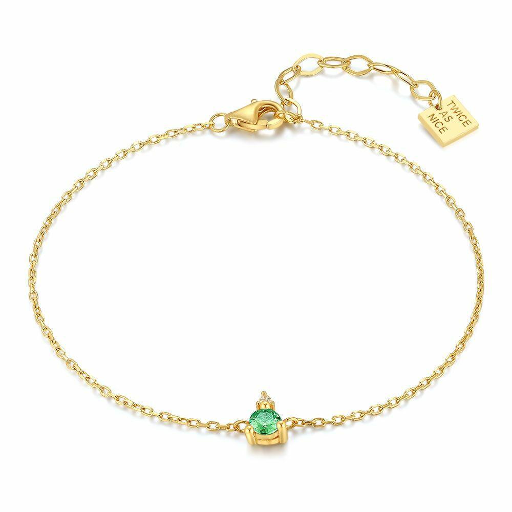 Bracelets | 18Ct Gold Plated Silver Bracelet, Green And White Bracelets Bracelets