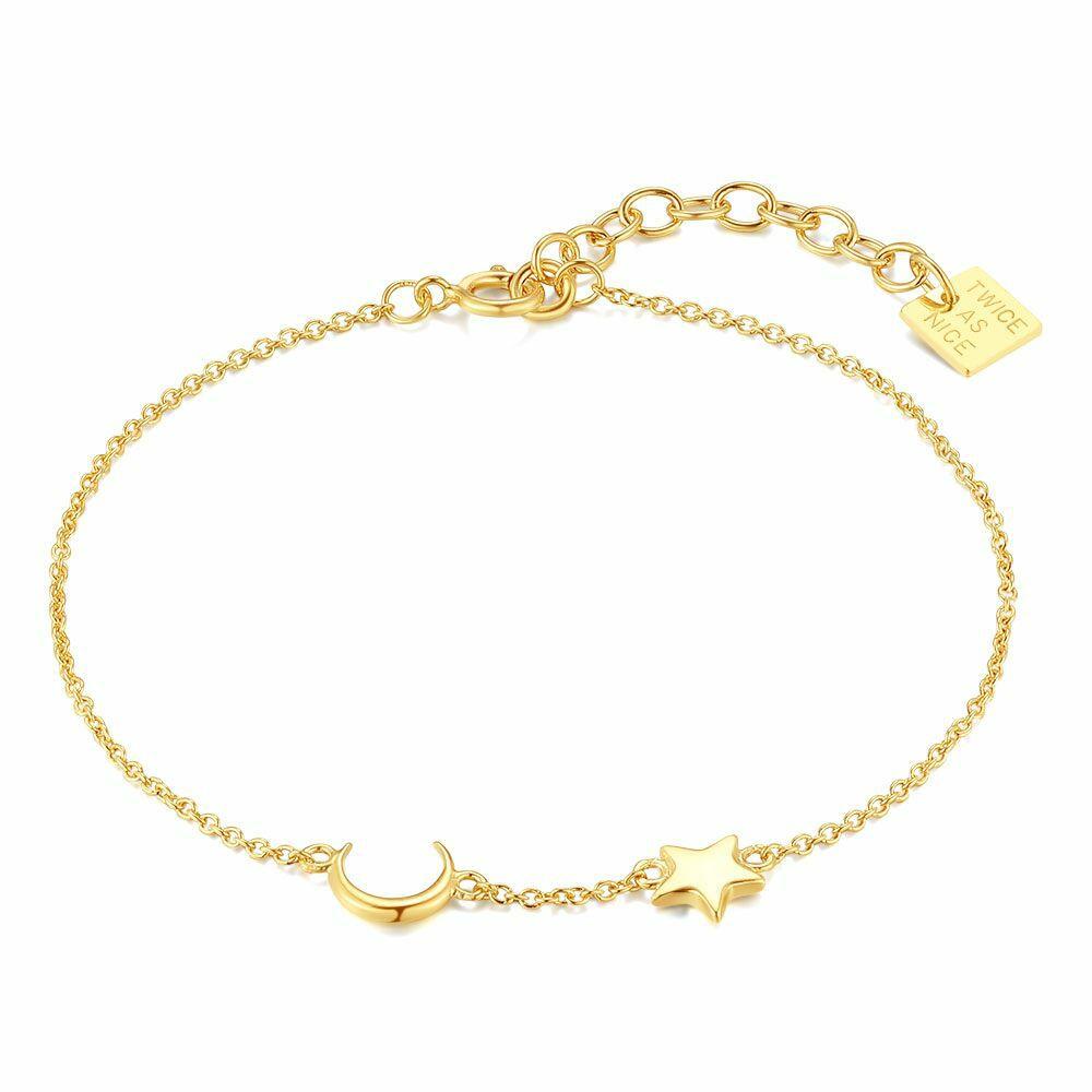 Bracelets | 18Ct Gold Plated Silver Bracelet, Moon And Star Bracelets Bracelets