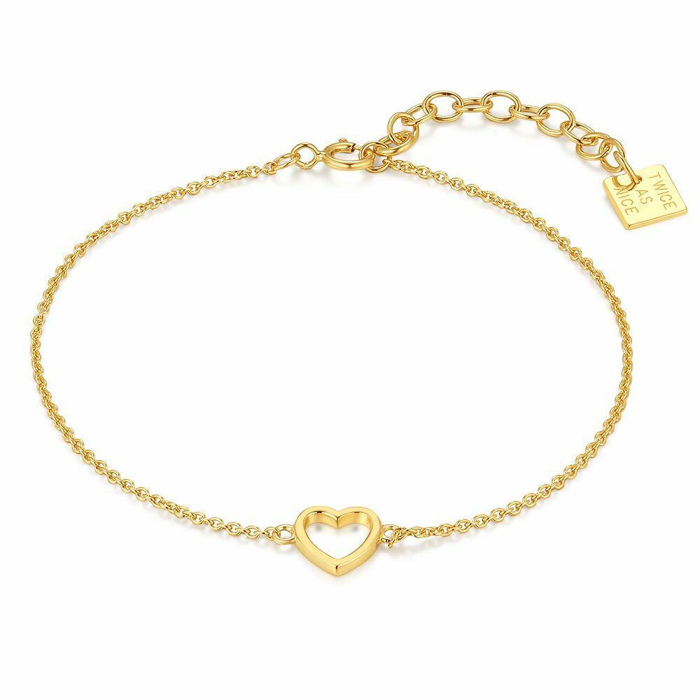 Bracelets | 18Ct Gold Plated Silver Bracelet, Small Open Heart Bracelets Bracelets