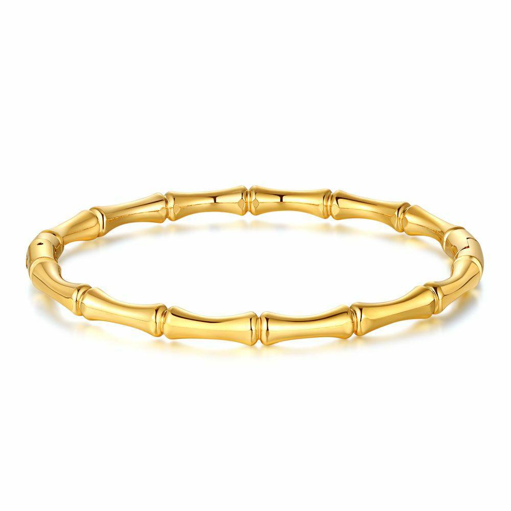 Bracelets | Gold Coloured Stainless Steel Bracelet, Bamboo Bangle Bracelets Bracelets