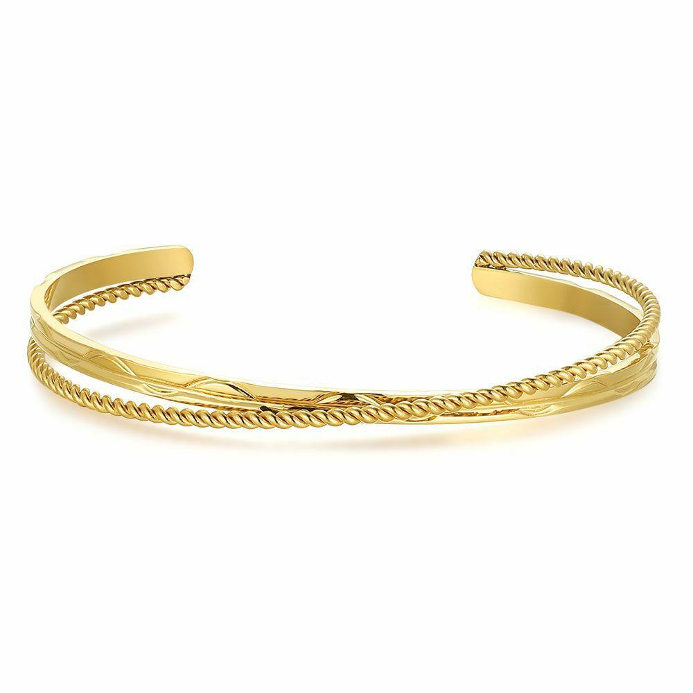 Bracelets | Gold Coloured Stainless Steel Bracelet, Open Bangle Bracelets Bracelets