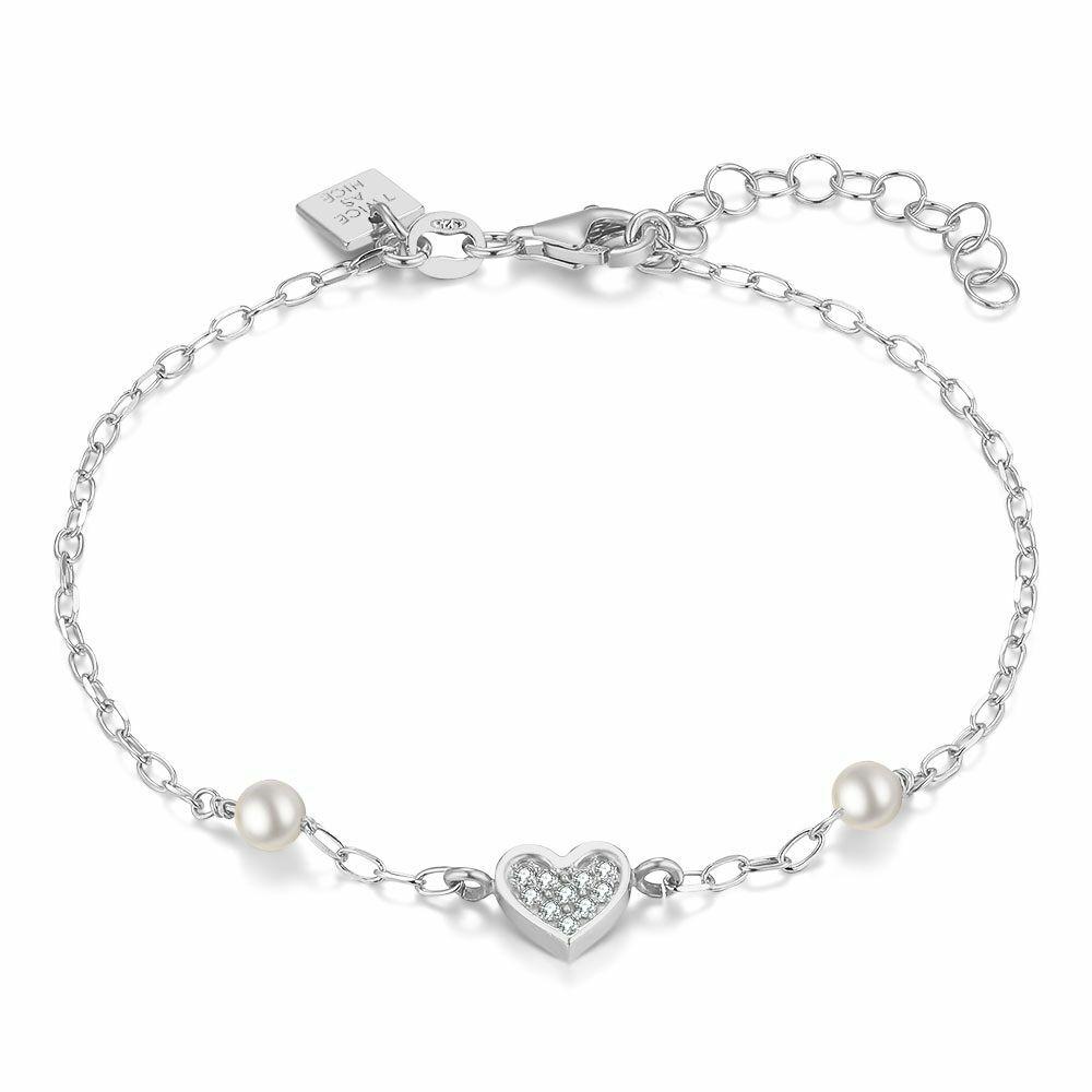 Bracelets | Silver Bracelet, Heart And Pearls Bracelets Bracelets