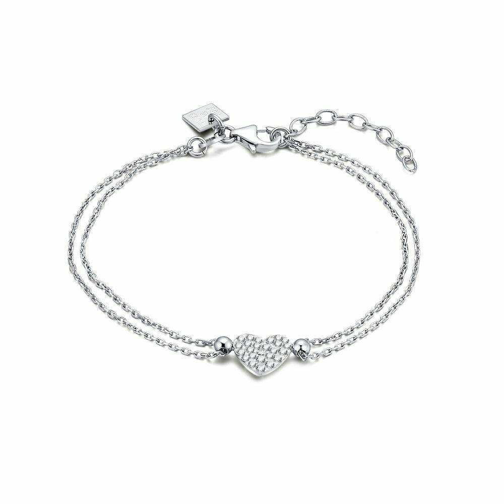 Bracelets | Silver Bracelet, Heart, White Crystals Bracelets Bracelets