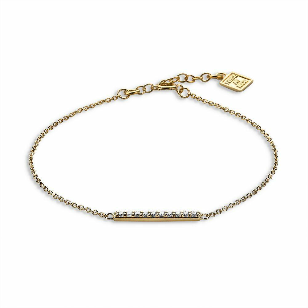 Bracelets | 18Ct Gold Plated Silver Bracelet, Bar In Zirconia Bracelets Bracelets