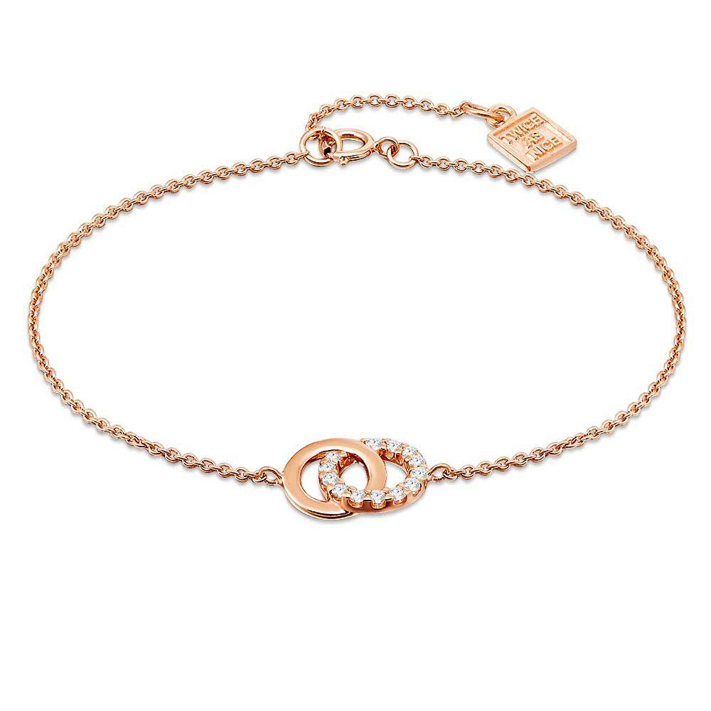 Bracelets | Rosé Silver Bracelet, 2 Circles With Zirconia Bracelets Bracelets