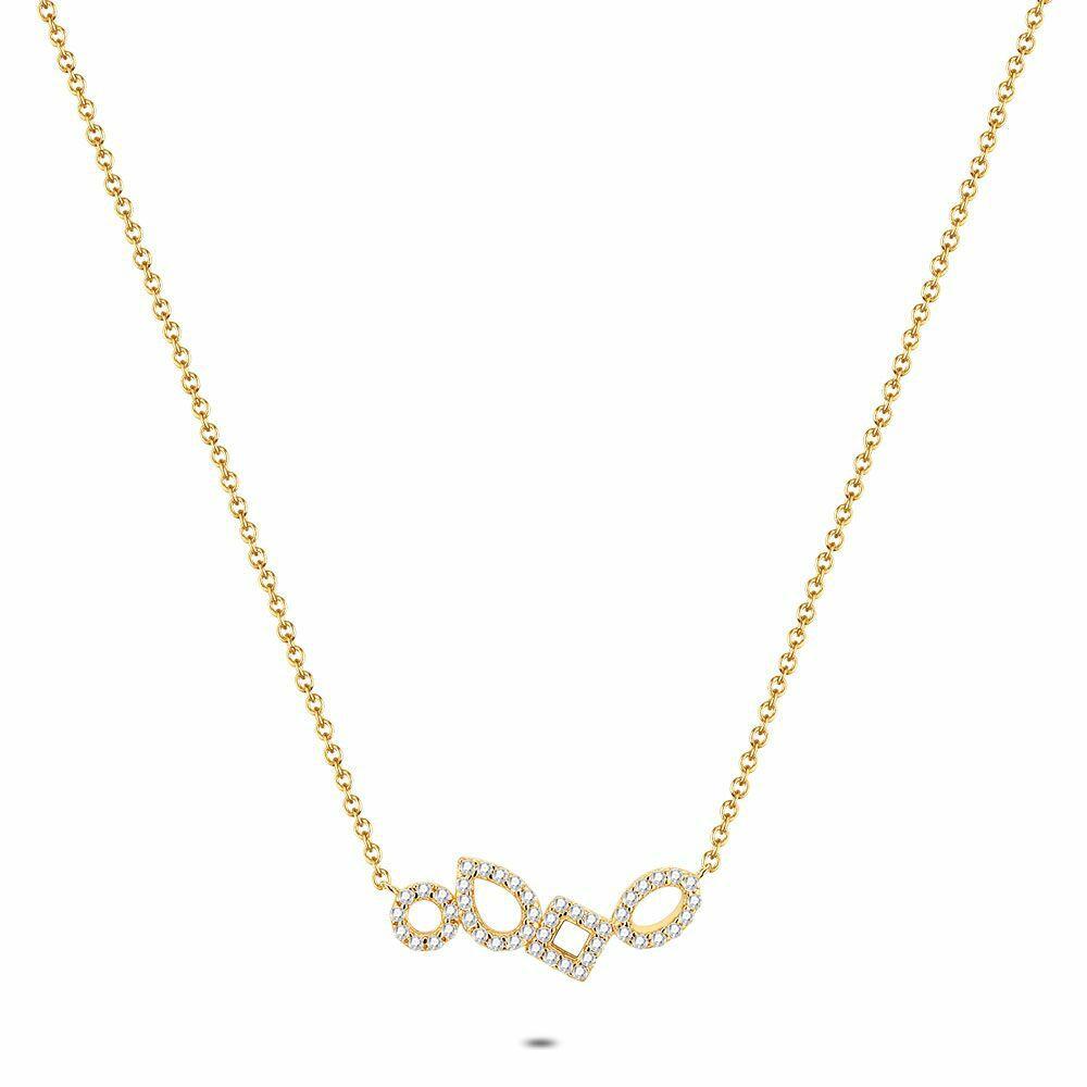 Necklaces | 18Ct Gold Plated Silver Necklace, 4 Different Shapes, Stones Necklaces Necklaces