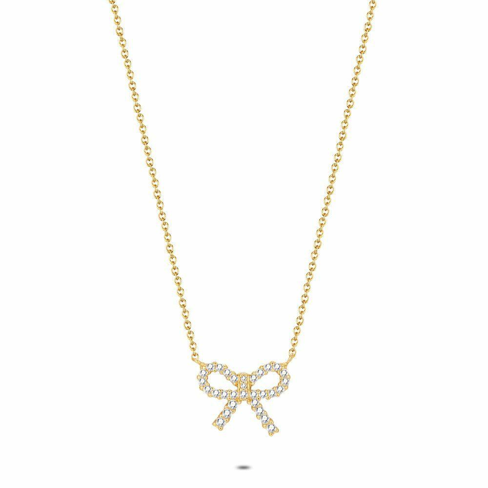 Necklaces | 18Ct Gold Plated Silver Necklace, Bow, Stones Necklaces Necklaces