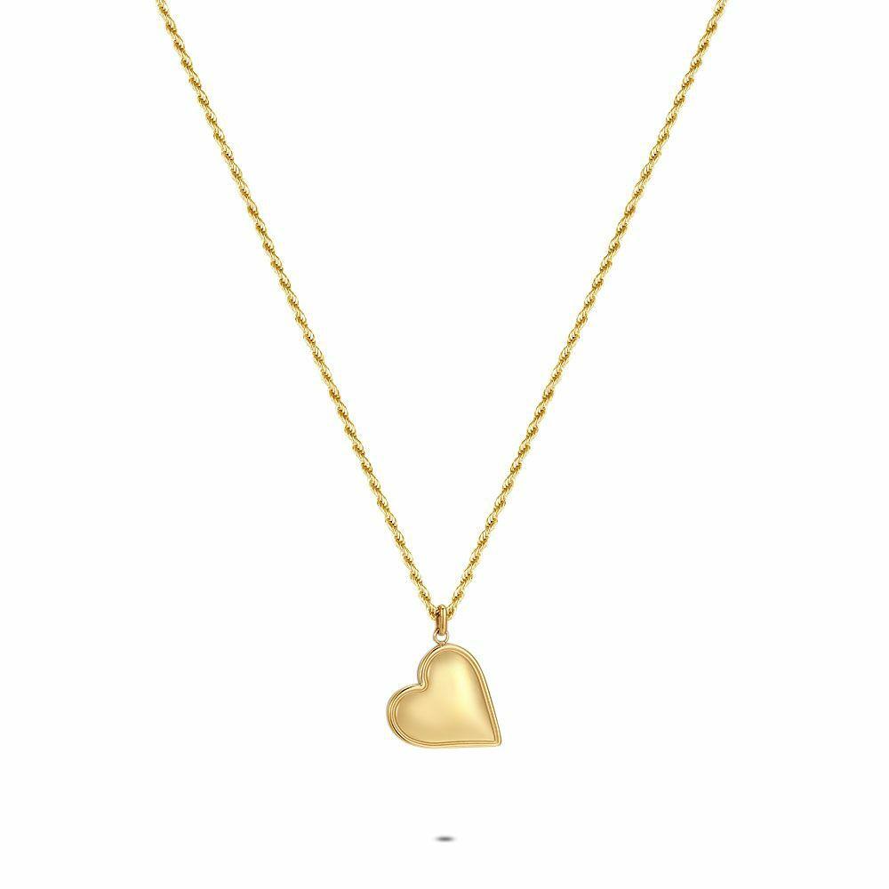 Necklaces | Gold Coloured Stainless Steel Necklace, Big Heart Necklaces Necklaces