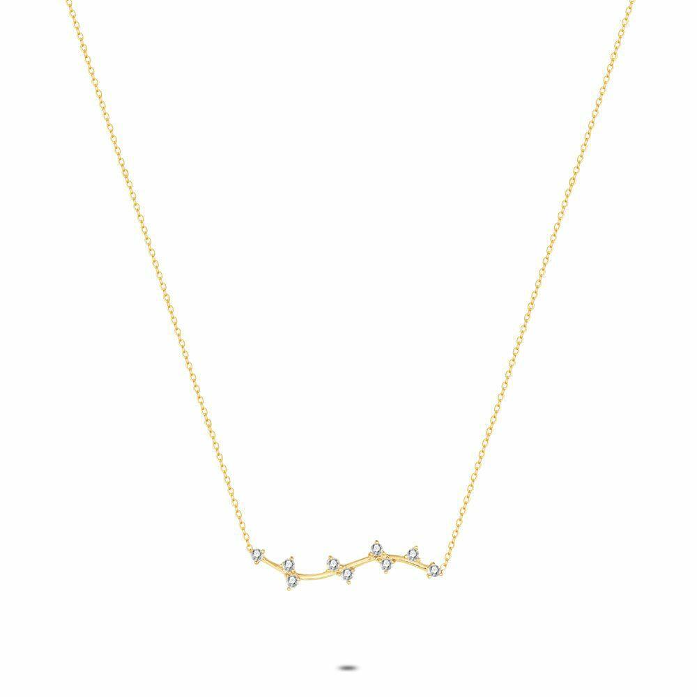 Necklaces | Gold Coloured Stainless Steel Necklace, Wave, Stones Necklaces Necklaces