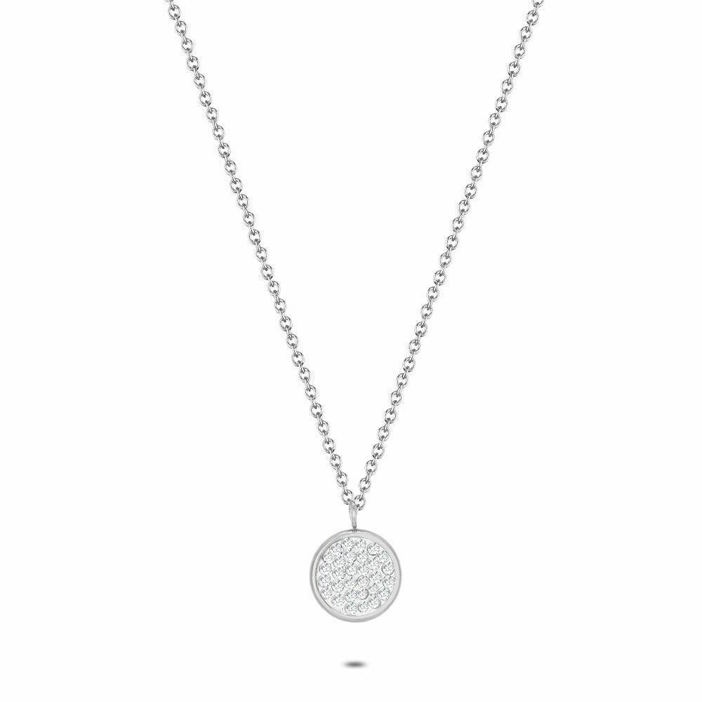 Necklaces | Stainless Steel Necklace, Round With Stones Necklaces Necklaces