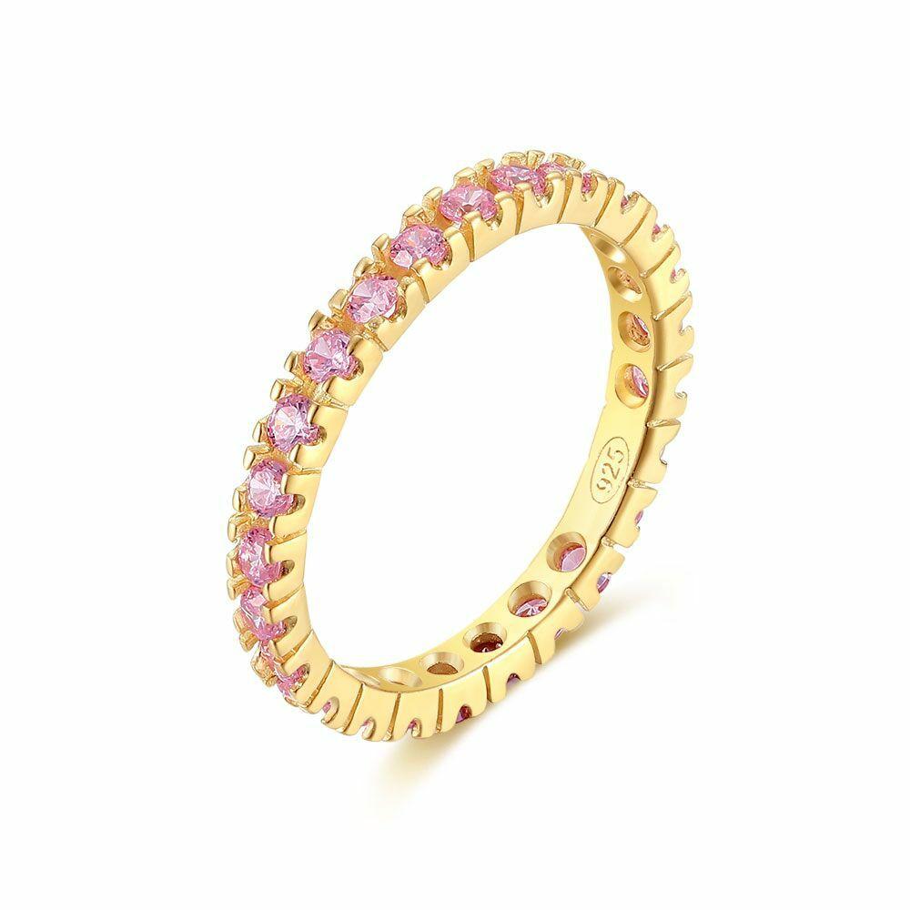 Rings | 18Ct Gold Plated Silver Ring, Pink Zirconia Rings Rings